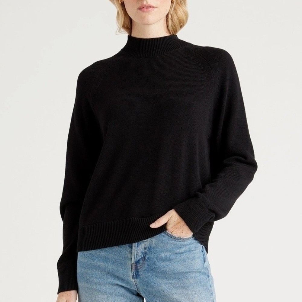 Quince Womens XL NWOT Organic Cotton Mock Neck Sweater Minimal Quiet Lux Relax